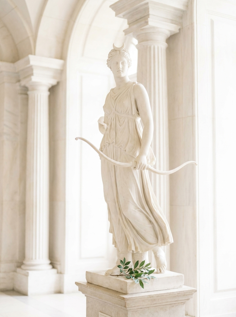 Estátua de Ártemis com arco e lua crescente